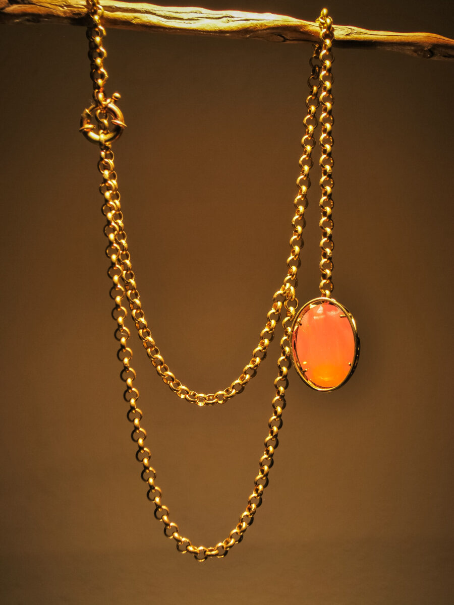 Long matte peach choker