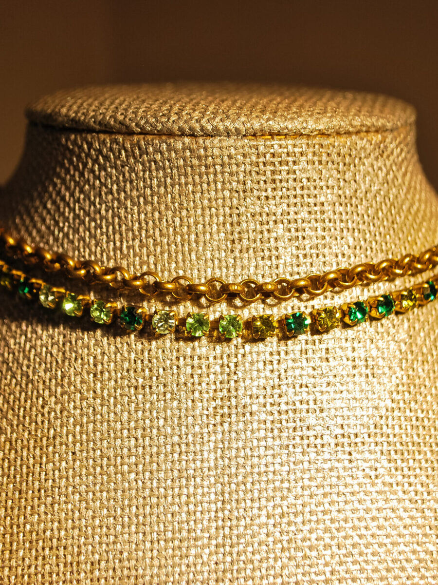 Choker con Piccoli Cristalli Collorati Verde